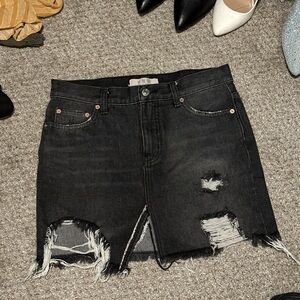 Free People Black Denim Skirt